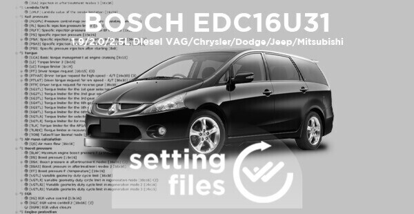 Second generation setting files for BOSCH EDC16U31 (diesel 1.9/2.0/2.5L)