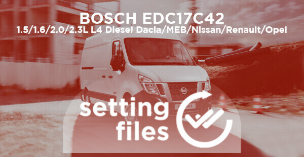 Second generation setting files for BOSCH EDC17C42 (L4 diesel 1.5/1.6/2.0/2.3L)